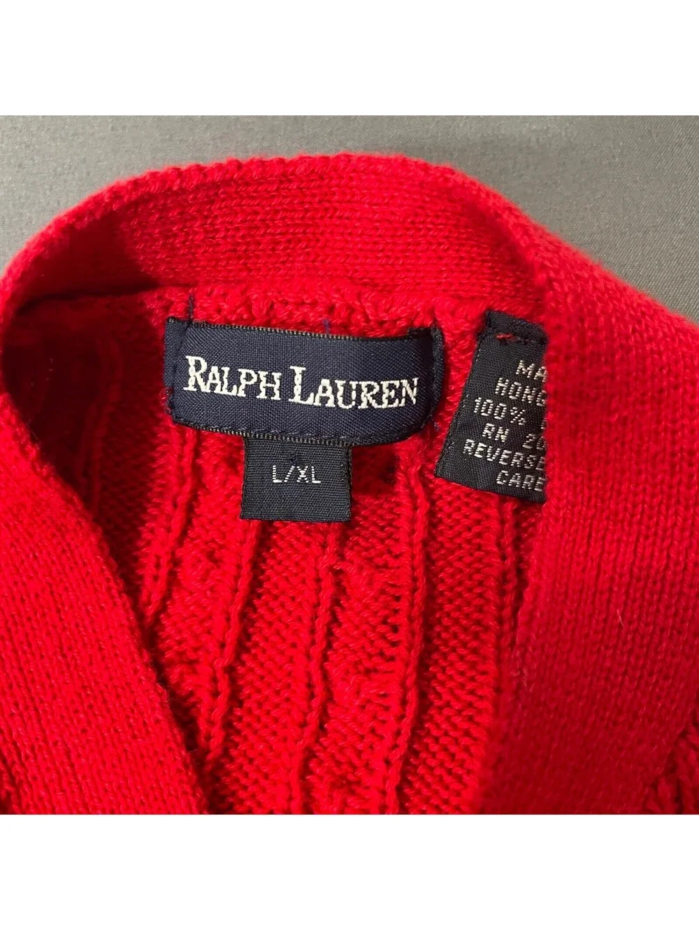 Ralph Lauren Red Cable Knit Cotton Cardigan Toddler Sweater 2T